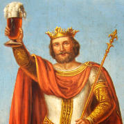 "Bierkönig", Ölmalerei auf Metallplatte.