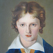 "Portrait Knabe", Biedermeier, 1. Hälfte 19. Jahrhundert,  unbekannter Künstler, Öl auf Leinwand.